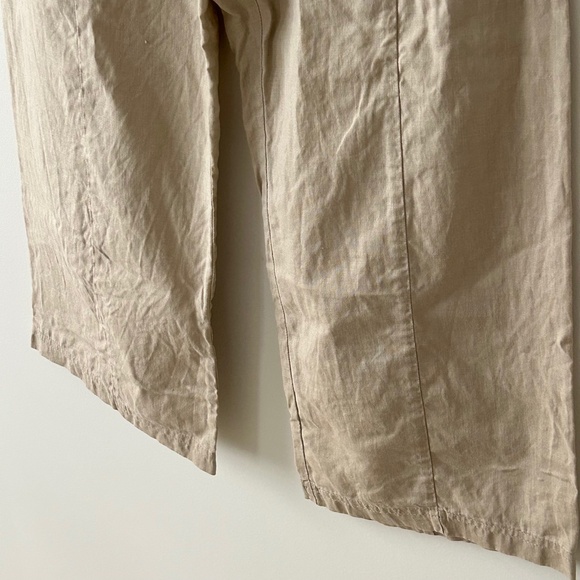 Eileen Fisher 100% Organic Linen Beige Wide Leg Pants - Picture 14 of 16